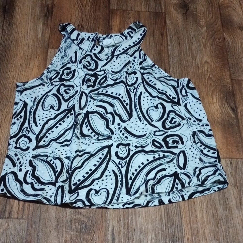 C&C California Black and White Abstract Tank Top